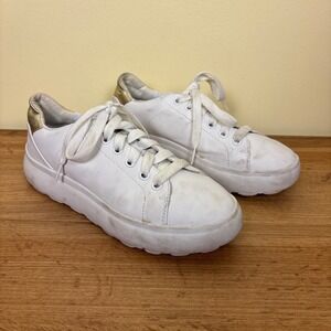 GEOX Spherica Ec4.1 Low Top Sneakers Womens Size 9 White‎ Gold Leather Casual